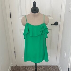 Gianni Bini Vibrant Green Ruffle Spaghetti Strap Top Size S